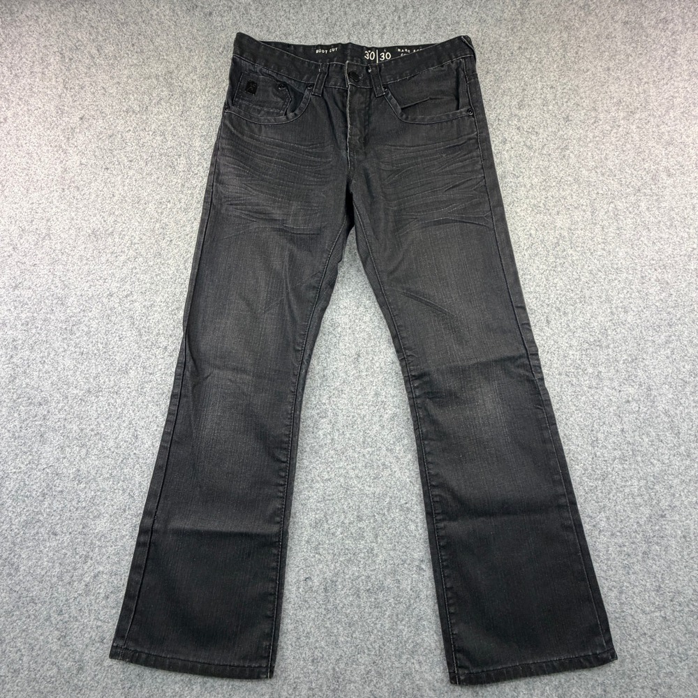 Marc Ecko Cut & Sew Deadly Threads Mens 30x30 Bootcut Jeans Faded Black Denim